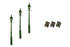 DCC Concepts 4mm Scale Gas Street/Platform Lamps – Green (3 pack)