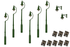 DCC Concepts 4mm Scale Swan-Neck Lamps Value Pack – Green (2x Wall Lamps, 6x Street/Platform Lamps)