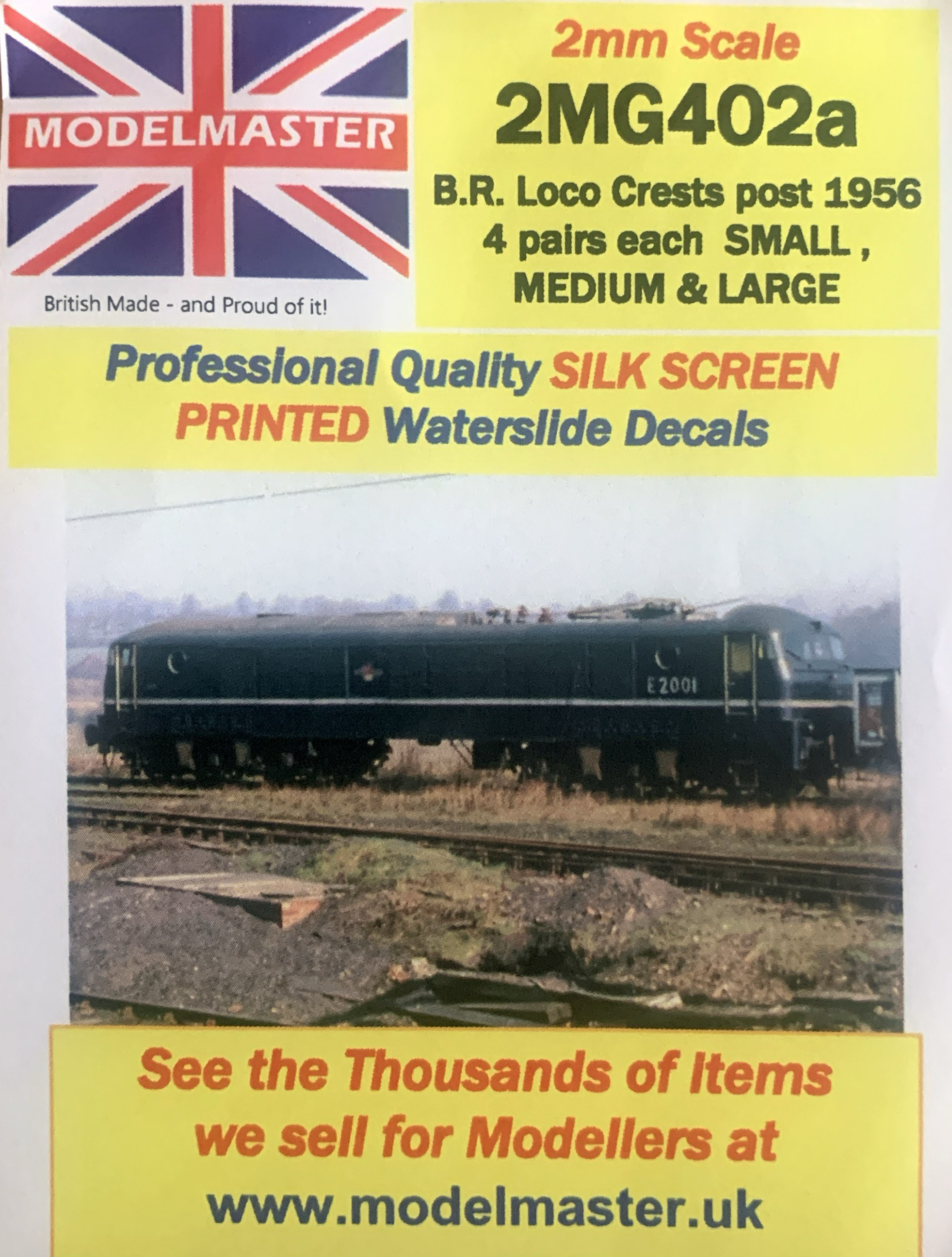 Modelmaster Decals Modelmaster Decals - 2MG402A (N Gauge) BR Loco Crests Post 1956 (4 Pai ...