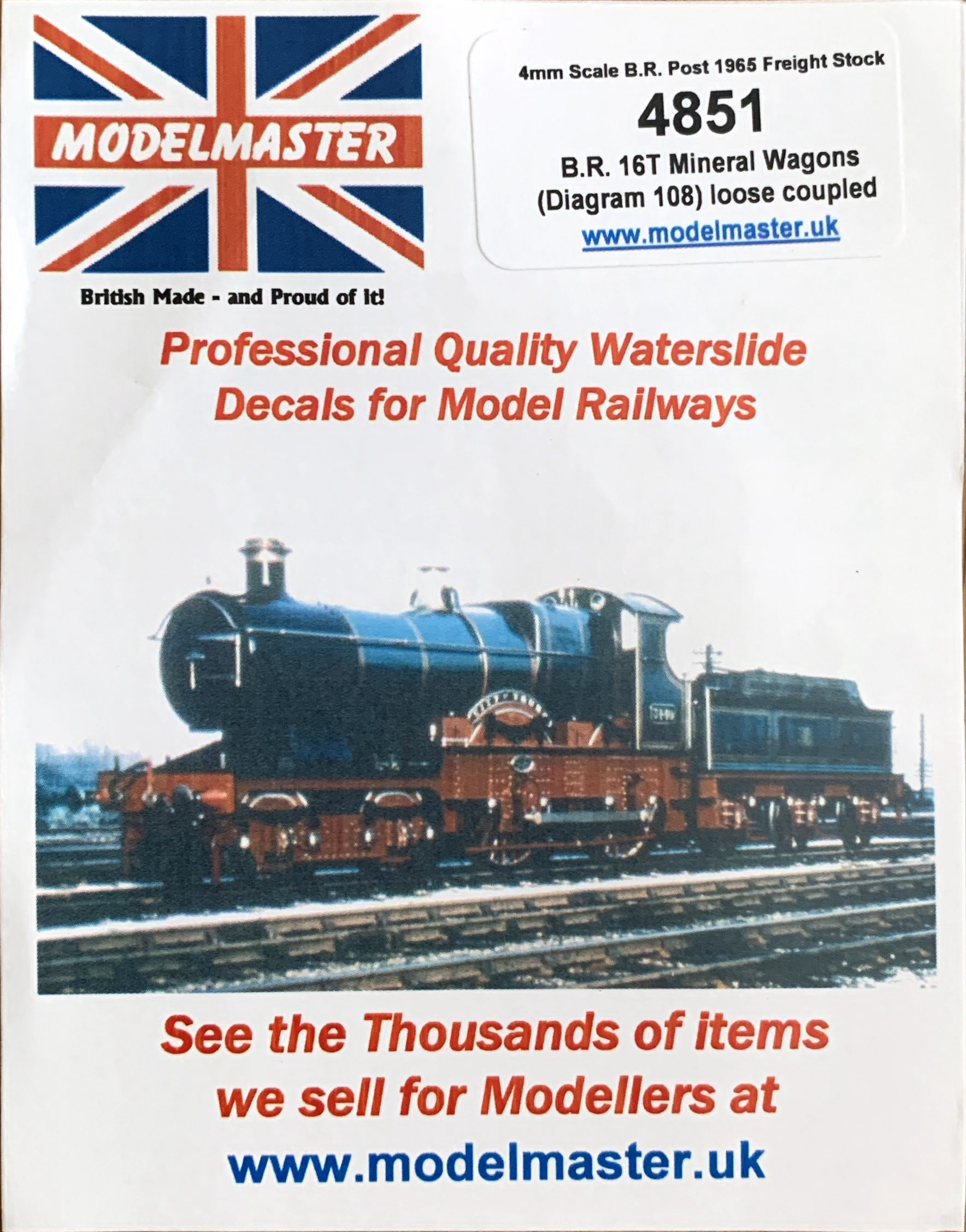 Modelmaster Decals Modelmaster Decals - MM4851 (OO Gauge) 16t Mineral Wagons (to Diagram ...