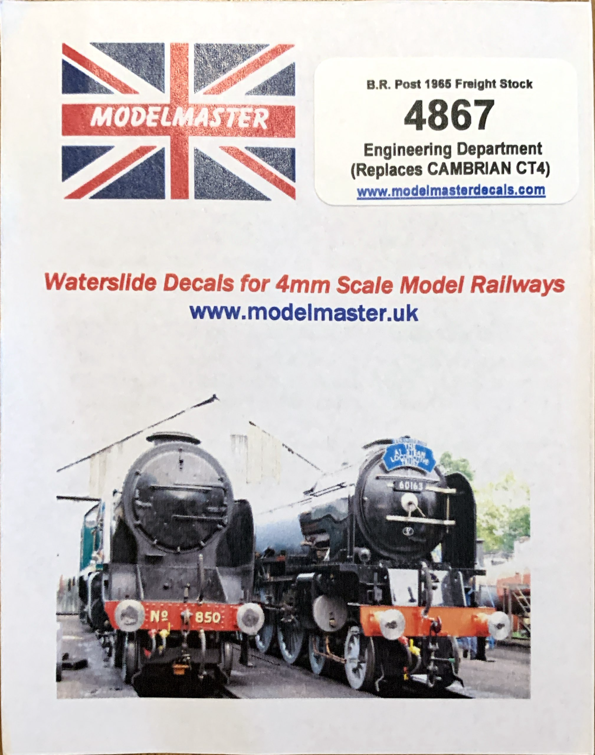 Modelmaster Decals Modelmaster Decals -MM4867 (OO Gauge) Ex Cambrian Kits Sheet CT4 for E ...