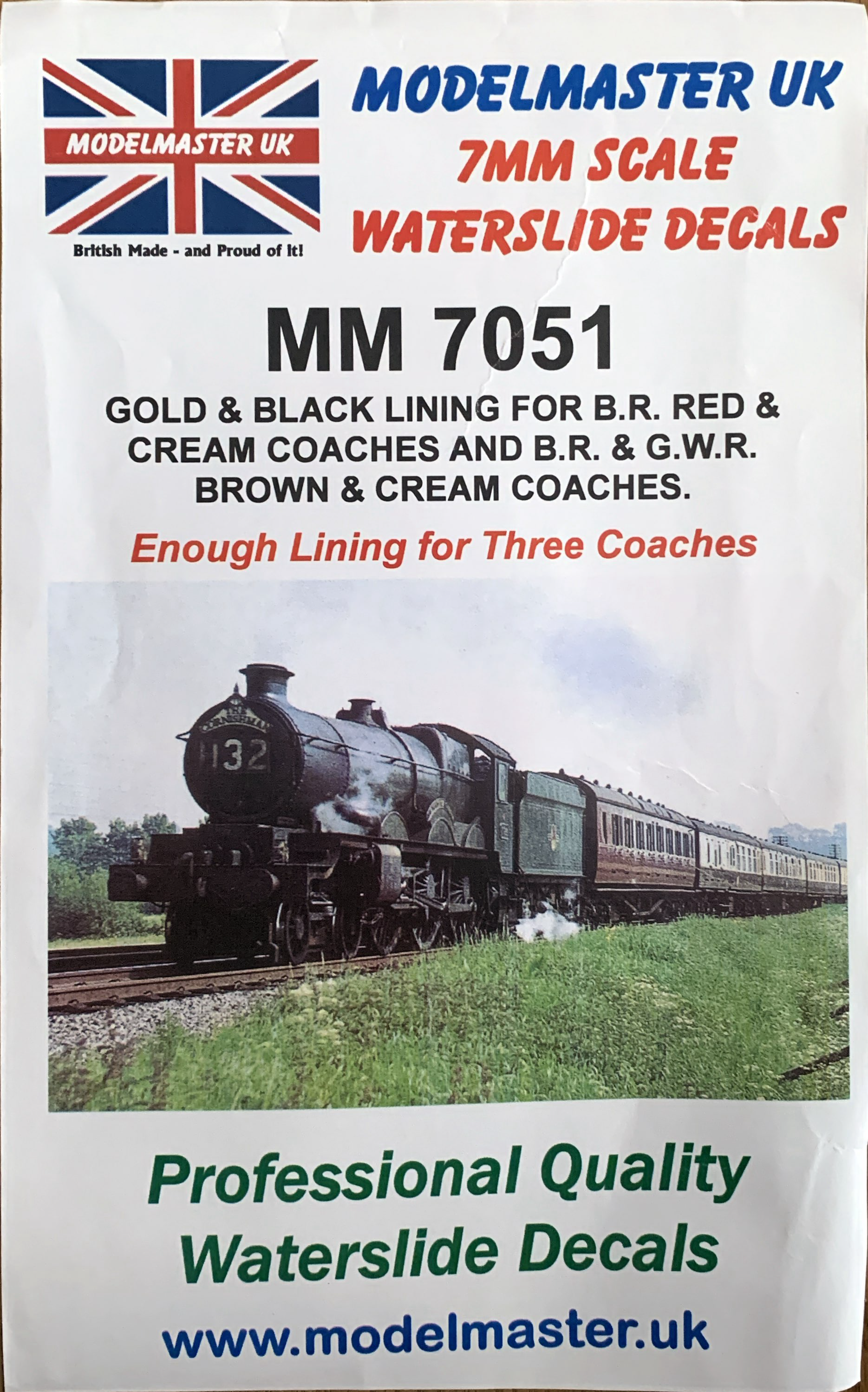 Modelmaster Decals Modelmaster Decals - MM7051 (O Gauge) Black & Gold Lining GWR & BR Coa ...