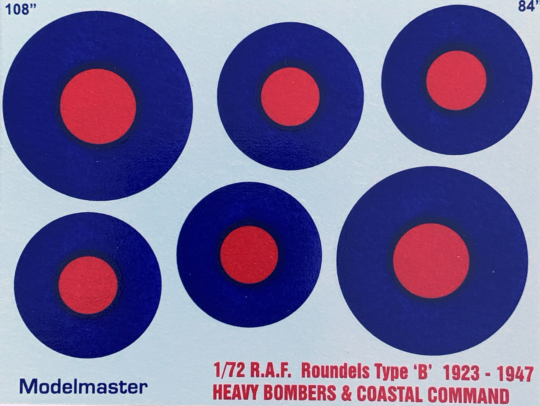 Modelmaster Decals Modelmaster Decals - AC610 RAF Roundels 'Type B' 1923 - 1947 Bombers 7 ...