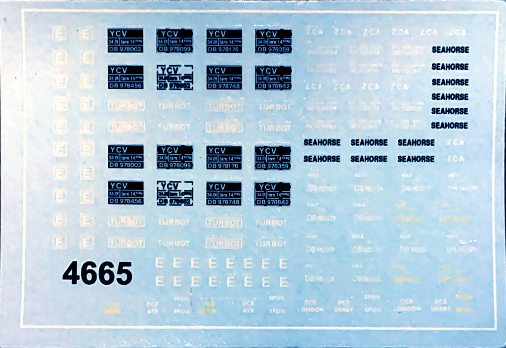 Modelmaster Decals - MM4665 (OO) Gauge Eng.Dept. Seahorse, Turbot & So ...