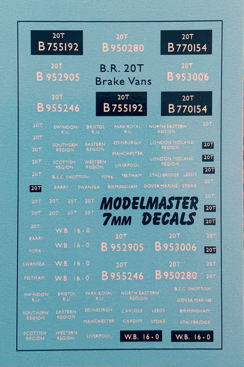 Modelmaster Decals - MM7753 (O Gauge) BR Standard 20t Brake Van – Malcs ...