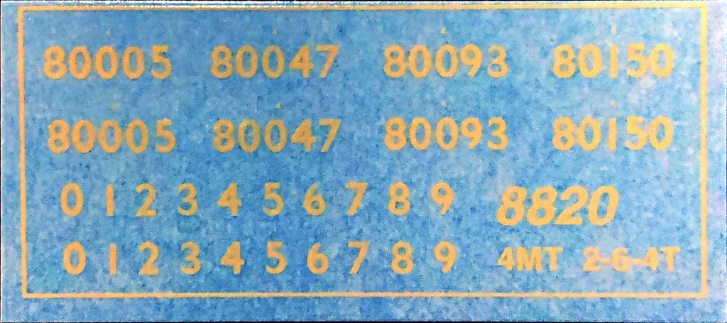 Modelmaster Decals - MMG820 (OO Gauge) Smoke Box Numbers for BR 4MT 2 ...