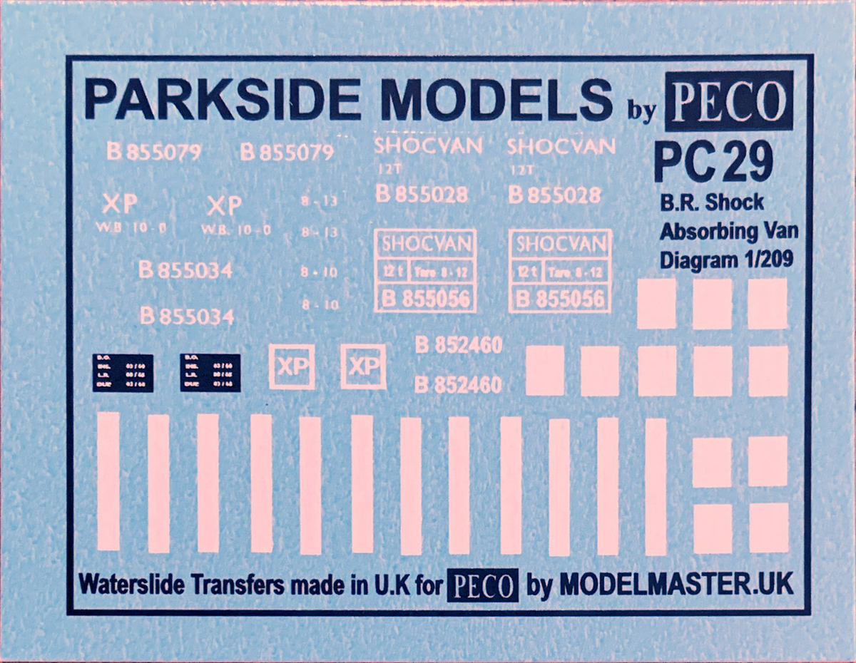 Modelmaster Decals - MMPC29 OO Gauge Decals for Peco Parkside 4mm Scal ...