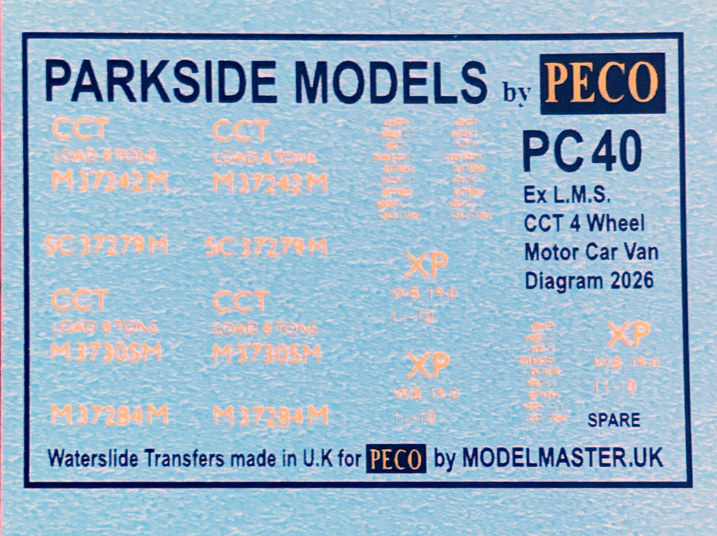 Modelmaster Decals - MMPC40 OO Gauge Decals for Peco Parkside 4mm Scal ...