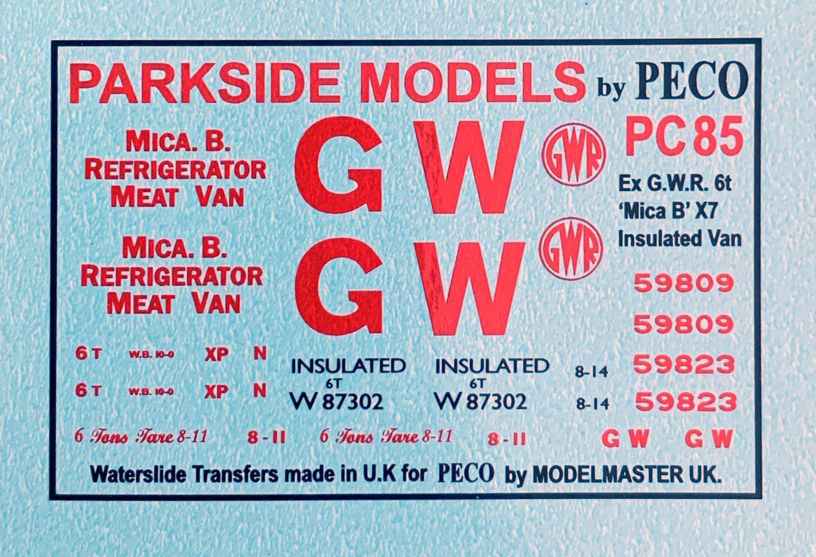 Modelmaster Decals Modelmaster Decals - MMPC85 OO Gauge Decals for Peco Parkside 4mm Scal ...