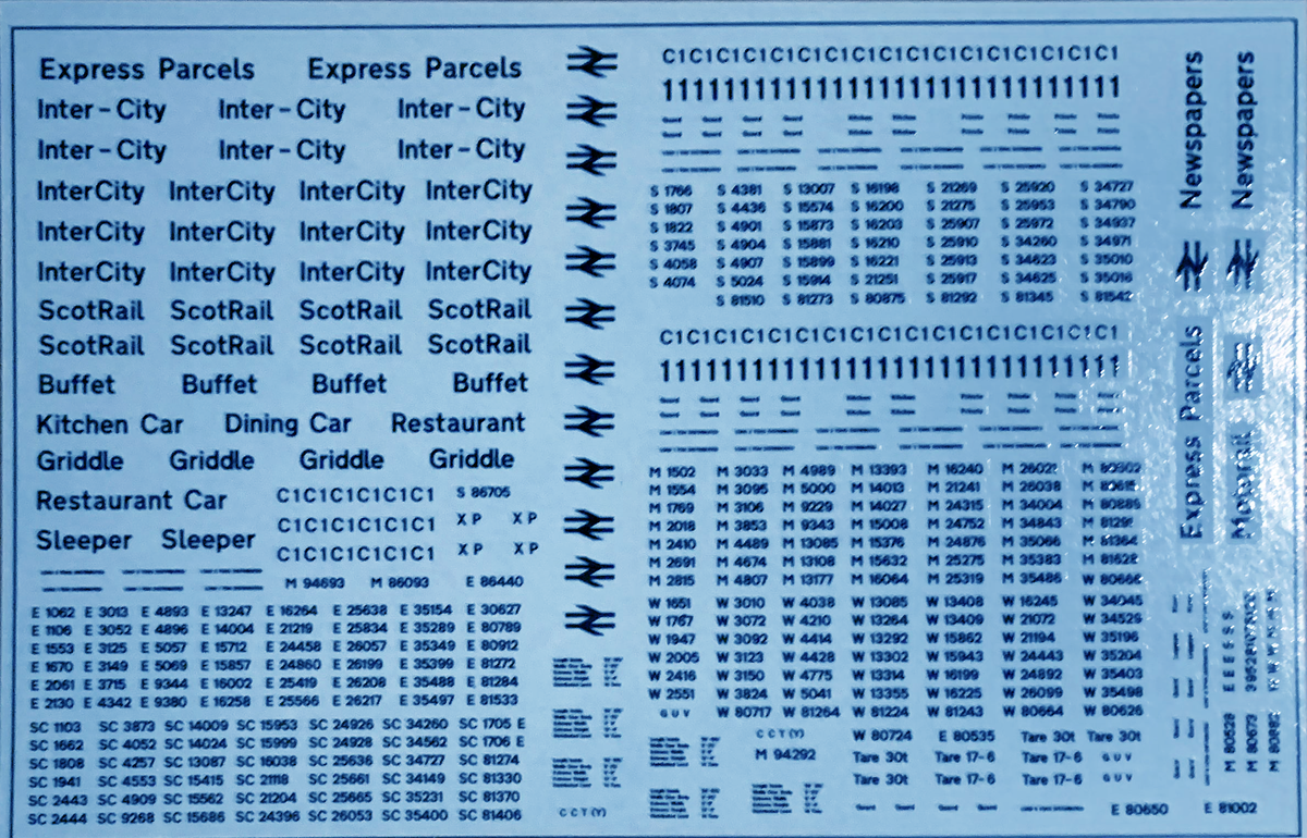 Modelmaster Decals - MMBR203 (OO Gauge) BR Coach Numbers, Black 1965-9 ...