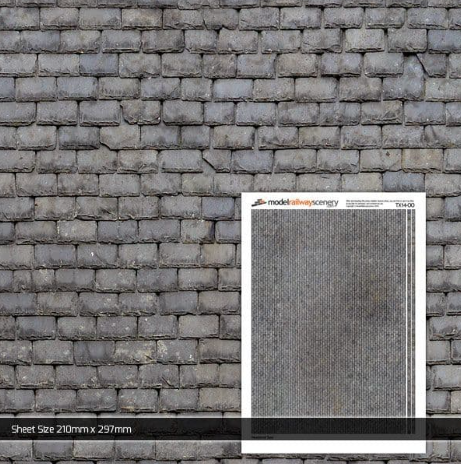 Scale Model Textures Scale Model Scenery OO Laser Weathered Slate Roofing Textured Paper ...
