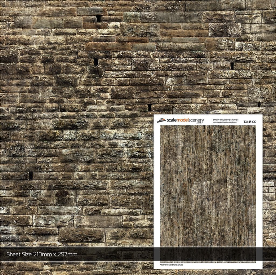 Scale Model Textures Scale Model Scenery OO Laser Weathered Sandstone Ashlars Textured Pape ...