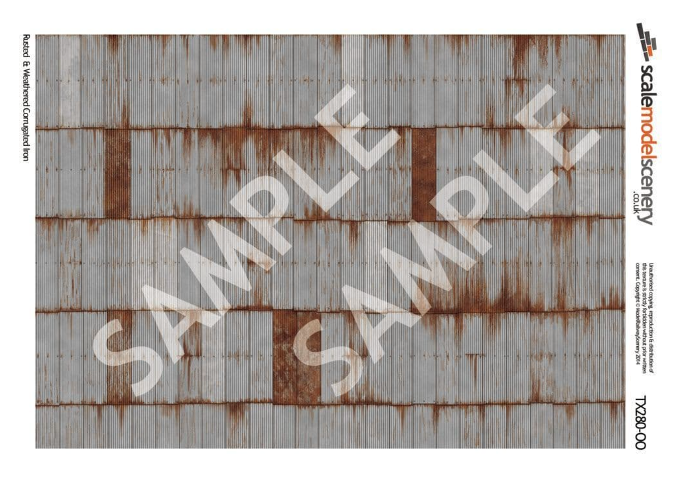 Rusty Pape Scale Model Scenery OO Rusty & Weathered Corrugated Iron Textured Pape ...