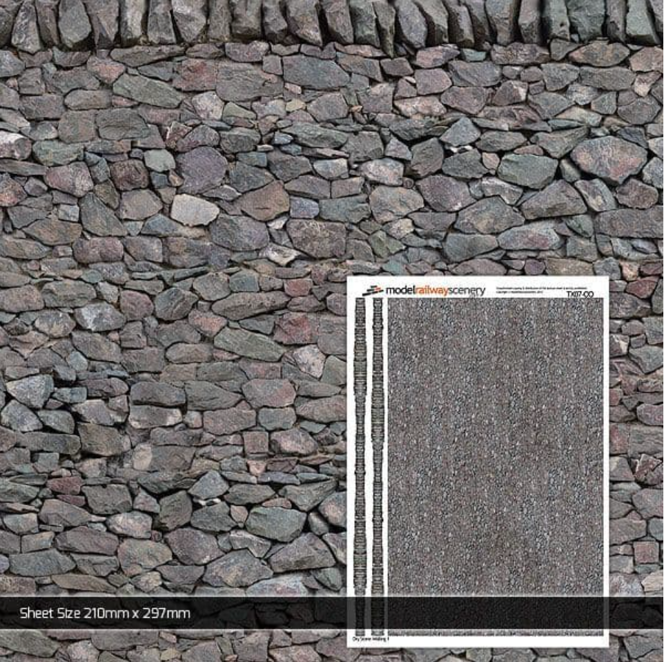 Scale Model Scenery OO Dry Stone Wall Textured Paper – Malcs Models