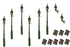DCC Concepts 4mm Scale Gas Lamps Value Pack – Green (2x Wall Lamps, 6x Street/Platform Lamps)