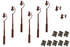 DCC Concepts 4mm Scale Swan-Neck Lamps Value Pack – Maroon (2x Wall Lamps, 6x Street/Platform Lamps)